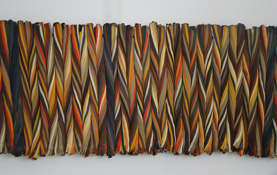 Textura de cierres entorchados en tonos naranja